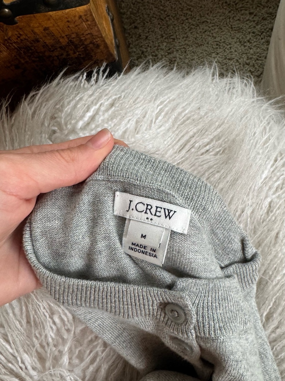 J. Crew Light Gray Button-Front Crewneck Cardigan - Picture 2 of 4